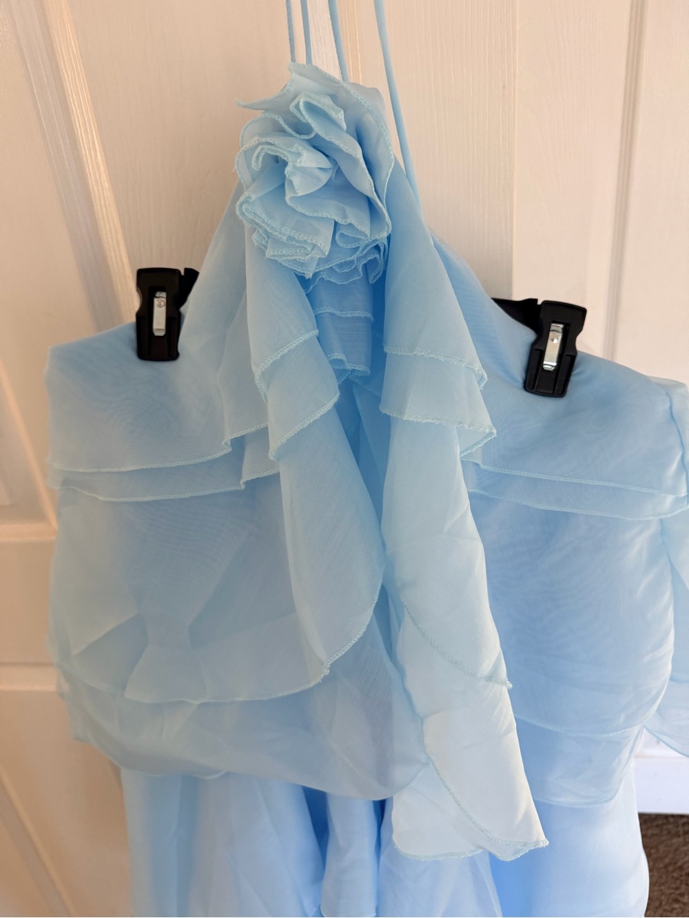 SHEIN Light Blue Chiffon Ruffle Flower Girls' Wedding Dress